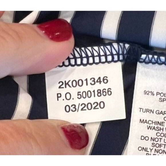 Vineyard Vines Navy & White Striped Sankaty Boat Neck Tee Medium Lightweight Top - Picture 6 of 8